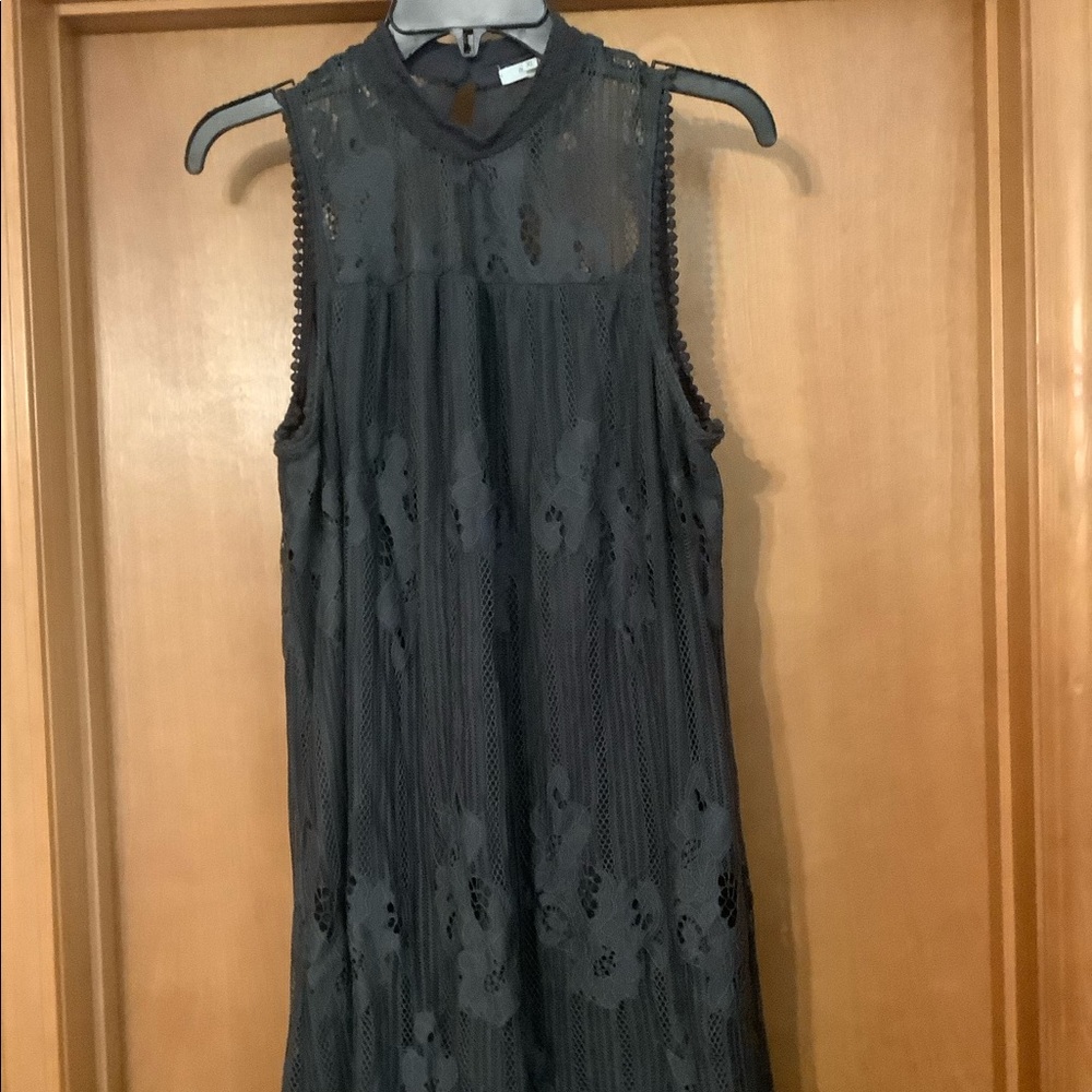 Grey womens lace dress xl tea victorian